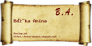 Bóka Anina névjegykártya